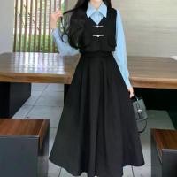 ราคา เดรสผ้าลูกฟูก สไตล์กระโหลก ฤดูใบไม้ร่วง ฤดูหนาว มาใหม่ เดรสฐานพลัสไซส์ สำหรับผู้หญิง ดีไซน์สองชิ้นปลอม แขนยาว ชุดเดรสสายเดี่ยว satin prom dress (1731563081454486653)