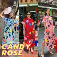 ราคา Ziuxingshop3 THONGYOY - Dress Qipao ขนนก Candy Rose เดรสกี่เพ้าแต่งขนนก ชุดกระโปรงคอจีนทรงปล่อย ลายดอกกุหลาบ (Hot sale) (1731233861464000212)