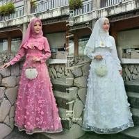ราคา เดรสมุสลิม ชุดเดรสแฟชั่นผ้าซาร่า แต่งด้วยลูกไม้ Dress Muslim (1732183544585749708)