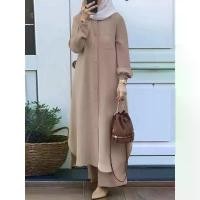 ราคา Casual Muslim Dress for Women Blouse 2 Piece Set Long Sleeve Shirt Pant Suits Saudi Arabic Dubai Button Up Dresses Autum (1732183542844327116)