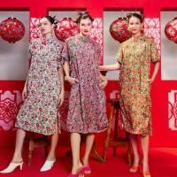 ราคา Dress qipao crane bird เดรสกี่เพ้าน่ารักๆ ชุดคอจีนลายดอก ชุดเดรสเเขนสั้น กี่เพ้าทองย้อย (1730697350808569929)