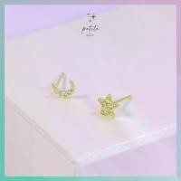 ราคา [พร้อมส่งในไทย] Moon & Star Earrings - ต่างหู รูปดาวกับพระจันทร์ ประดับคริสตัลระยิบระยับ (1731777927177930623)