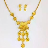 ราคา [พร้อมส่ง] Jewelry Chinese clothing Chinese gold stripe flower necklace jewelry Chinese style earrings Chinese (1731868578425243119)