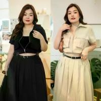 ราคา SSD100 เซตกระโปรงเสื้อซิป ดำ/ครีม เสื้อผ้าพลัสไซส์ Plussize Fashion ชุดคนอ้วน แฟชั่นสาวอวบ (1729969436698315254)