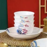 ราคา จาน Modern fashion ชุดจานชาม ชุดจานชามเซรามิค ลายปลามงคล ชามลายเซรามิก จานลายเซรามิคกระเบื้อง 1เซ็ต /10ชิ้น NO.Z1 เครื่องใช้บนโต๊ะอาหาร (1732176303061435509)