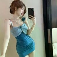 ราคา Sexy Elegant Slim Pleated Denim Strapless Stretch Camisole Dress Hot Girl 3D Floral Fashion Slim Fit Dress (1732192248034395914)
