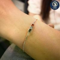 ราคา สร้อยข้อมือทองคำแท้ 9K White Gold ประดับเพชรและ Fancy Sapphire (1731821425663706502)