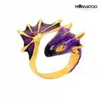 ราคา แหวนมังกรวงใหญ่ สีทองลงยาสีม่วง (ชุบทอง 24k) Gold Amethyst Dragon Ring by MONVATOO London งานhandmade ทำด้วยมือ สามารถปรับไซส์วงแหวนได้ adjustable ring band แหวนสามารถใส่ได้ทุกนิ (1730253183923948392)