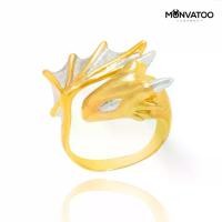ราคา แหวนมังกรวงใหญ่ สีทองและเงิน (ชุบทอง 24k และโรเดียม) แหวนมังกร 2 สี 2-tone Gold Warrior Dragon Ring by MONVATOO London งานhandmade ทำด้วยมือ สามารถปรับไซส์วงแหวนได้ adjustable ri (1730253129406843752)