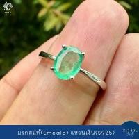 ราคา 3AC-57.1-EM แหวนมรกตแท้ Emerald แหวนเงินแท้925 ประดับมรกตแท้ 5mm*7mm ตัวเรือนเงิน925 ชุบเคลือบ White Gold เงางาม (1730966765470190263)