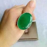 ราคา แหวนเงินแท้พลอยโมรา(อาเกต) ผู้ชาย Green Agate ไซส์ใหญ่67# (1731401190100732791)