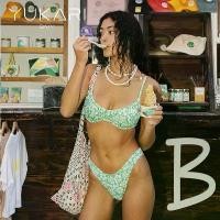 ราคา จัดส่งทันที. YUKARI SWIM 2 Piece Bikini ชุดว่ายน้ำ ชุดว่ายน้ำสำหรับผู้หญิง กางเกงขาสั้นว่ายน้ำ ชุดว่ายน้ำวันหยุดพักผ่อนริมชายหาด Mint green Unique print (1731853015185656548)