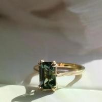 ราคา แหวนสไตล์คลาสสิค Tourmaline Green Emerald Cut 4กะรัต S925 Glod 14K (1731143008953075956)