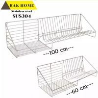 ราคา [จัดส่งทันที] RAK HOME ชั้นวางจาน ที่คว่ำจาน ที่คว่ำถ้วยจาน ชั้นตะแกรงคว่ำจานติดผนัง ที่คว่ำจานสแตนเลสแท้100% ยาว 60 cm. (1732049247574591277)