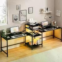 ราคา YiFeng Home โต๊ะทำงาน โต๊ะยาว (ท๊อปไม้ลายหินอ่อน) พร้อมชั้นวางของ แปลงร่างได้ โครงขาเหล็ก (เฉพาะโต๊ะ) 2905 (1731570285390038184)