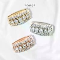 ราคา แหวนเพชรแถว แหวนเงินแท้ S925 เพชรสวิต (CZ) เหลี่ยม H&A ชุบทองคำขาว / ทองคำ 18K /โรสโกลด์ GR001CZ GEORGE Jewelry (1731278216226375931)