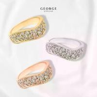 ราคา แหวนเพชรแถว แหวนเงินแท้ S925 เพชรสวิต (CZ) เหลี่ยม H&A ชุบทองคำขาว / ทองคำ 18K /โรสโกลด์ GR015CZ GEORGE Jewelry (1731278152786675963)