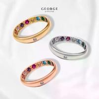 ราคา แหวนเพชรนพเก้า แหวนเงินแท้ S925 เพชรสวิต (CZ) เหลี่ยม H&A ชุบทองคำขาว / ทองคำ 18K /โรสโกลด์ GR020CZ GEORGE Jewelry (1731278184696154363)