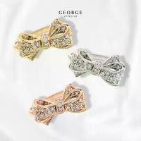 ราคา แหวนเพชรโบว์ แหวนเงินแท้ S925 เพชรสวิต (CZ) เหลี่ยม H&A ชุบทองคำขาว / ทองคำ 18K /โรสโกลด์ GR012CZ GEORGE Jewelry (1731278210430503163)