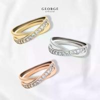 ราคา แหวนเพชรแถว แหวนเงินแท้ S925 เพชรสวิต (CZ) เหลี่ยม H&A ชุบทองคำขาว / ทองคำ 18K /โรสโกลด์ GR017CZ GEORGE Jewelry (1731278156020418811)