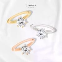 ราคา แหวนเพชรชู แหวนเงินแท้ S925 เพชรสวิต (CZ) เหลี่ยม H&A ชุบทองคำขาว / ทองคำ 18K /โรสโกลด์ GR028CZ GEORGE Jewelry (1731278211624241403)