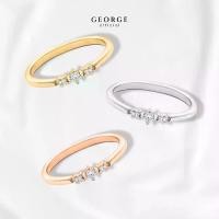 ราคา แหวนเพชรแถว แหวนเงินแท้ S925 เพชรสวิต (CZ) เหลี่ยม H&A ชุบทองคำขาว / ทองคำ 18K /โรสโกลด์ GR023CZ GEORGE Jewelry (1731278246501517563)