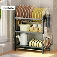 ราคา LivinEase ชั้นคว่ำจาน ที่คว่ำจาน 2/3ชั้น ชั้นวางจาน ชั้นวางของในครัว kitchen dish racks ใหม่ 52cm (1731384272525363997)