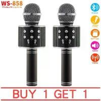 ราคา [จัดส่งทันที] [ซื้อ 1 แถม 1]Microphone WS858 Wireless Bluetooth Mic Microphone USB WS 858 Professional Speaker Consender Ktv Player Mobile Phone Mic Record Music (1732028236839683145)