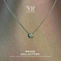 ราคา VRS.สร้อยคอเงิน92.5ชุบทองคำขาว ความยาว16-18นิ้ว พร้อมจี้เม็ดเดี่ยวน้ำหนัก1.0 กะรัต Collection“Grace”Necklace (1729654529026591552)