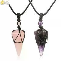 ราคา จี้สร้อยคอคริสตัลหินธรรมชาติ, CSJA, กุหลาบควอตซ์คริสตัล, ห่อเชือกสีดำ, อเมทิรีสเตอร์, สร้อยคอสำหรับผู้ชาย, หินลาพิส Lazuli, G173 katherine pierce necklace (1731616540462058482)