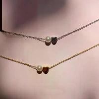 ราคา Kissmebythesun - Polka Heart Necklace | สร้อยคอ ชาร์มไข่มุก+หัวใจ (ชุบทองคำขาว 14k) (1732100576435733547)