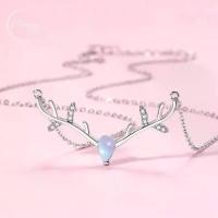 ราคา Cerf Necklace สร้อยเงินแท้ Esmeray กวาง หินมูนสโตน พลอยมุกดาหาร สวย น่ารัก ของขวัญ (1731681371805944129)