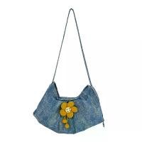 ราคา กระเป๋าสะพายข้าง Denim สีฟ้า, กระเป๋าสะพายข้างผู้หญิง, ตกแต่งดอกไม้, ดีไซน์จีบ, กระเป๋าโท้ท, กระเป๋าสะพายศิลปะสด new bag ต้าร์ ผู้ชาย รับ หิ้ว office กระเป๋า (1731907255349183842)