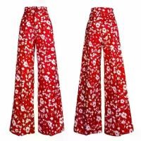 ราคา กางเกงขายาวทรงกระบอก Women ผ้าคอตตอน ผู้หญิง สีแดงพิมพ์ลายดอกไม้ รุ่น IR060 WALKIN Clothing Pants (1731906804029753156)