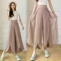 ราคา กางเกงขากว้าง วัสดุชีฟอง เอวสูง สำหรับผู้หญิง ฤดูร้อน เดรด กางเกงชีฟอง บาง กางเกงขากว้างลำลอง อเนกประสงค์ ครอป Clothing Pants (1730055699046238532)