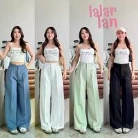 ราคา กางเกงขายาวทรงกระบอกใหญ่หูเข็มขัดคู่เอวสูง jelly pants ผ้าพริ้วใส่สบาย ใส่แล้วขายาว - กางเกงผู้หญิงแฟชั่นสไตล์เกาหลี (1732176409087083945)