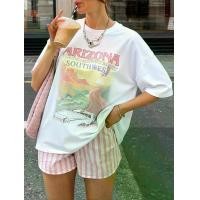 ราคา เสื้อยืดไหล่ตก, ภาพกราฟิกตัวอักษรรถและรถยนต์, ARIZONA GO RETRO COWBOY PARTY SOUTHWEST, เสื้อสตรี, เสื้อยืดกราฟิก (1732329214265887282)