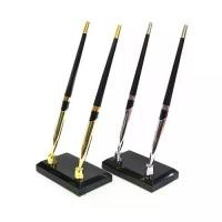ราคา ปากกาตั้งโต๊ะแบบมีฐานตั้ง ด้ามคู่ ปากกาเซ็นชื่อ ปากกาลงนาม Desk Pen Stand WAKU สีทอง (LP201) / สีเงิน (LP202) (1731518501613111276)