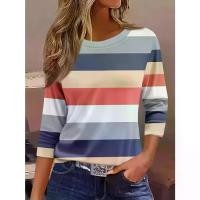 ราคา ลายทาง Pastel แนวนอน, คอกลม, ทรงปกติ, ซักเครื่องได้, เหมาะสำหรับฤดูใบไม้ผลิ, ฤดูร้อนและฤดูใบไม้ร่วง, เสื้อยืดผู้หญิง, แฟชั่นตามฤดูกาล, เสื้อพิมพ์ลายทาง, เนื้อผ้าใส่สบาย, [COD] ယႃ (1731940473870648836)