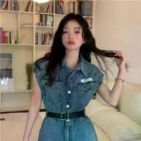 ราคา Hot Saleจั้มสูทแขนกุด ยีนส์ อาร์ตเวิร์ค ยีนส์นำเข้า จั๊มสูทขาสั้น (1731611893810496834)