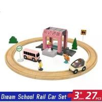 ราคา รางรถไฟ Dream School 27 ชิ้น ของเล่นไม้ รถไฟรางไม้ ikea ของเล่นเด็ก รถไฟของเล่น รถรางไม้ รถของเล่น (1731190134001534560)