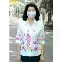 ราคา Daris เสื้อเชิ้ตผู้หญิง Woman's shirt แขนสามส่วน ลายดอกไม้ แนะนำ (1732065676792071989)
