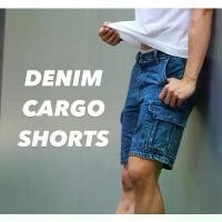 ราคา DENIM CARGO SHORTS - กางเกงยีนส์คาร์โก้ขาสั้น ยีนส์ฟอก กระเป๋า 6 จุด COD (1731773073247405683)