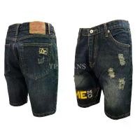 ราคา JEANSEXPRESS Shorts Mens กางเกงยีนส์ขาสั้นชาย สีบลูฟอกสนิมแต่งขาด เป้าซิป ผ้าไม่ยืด แถบหนัง Size 28-38 COD (1731763748404889388)