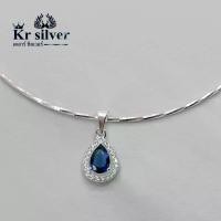 ราคา On time Kr silver สร้อยคอโชคเกอร์เงินแท้ พร้อมจี้เงินแท้ พลอยไพลิน (พลอยสีน้ำเงินล้อมเพชร) ขนาดสร้อยคอ 1 มิล ยาว 16 นิ้ว (1731504570171819267)