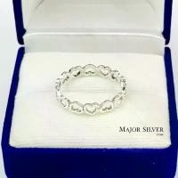 ราคา Thailand แหวนเงินแท้925 ลายหัวใจรอบวง แหวนแฟชั่น สไตล์มินิมอล น่ารักๆ แหวนเงินแท้100 Major Silver (1732323690644998223)