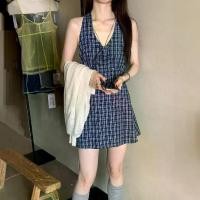 ราคา เดรสผ้าสักหลาดสีน้ำเงิน สำหรับผู้หญิง คอผูกโบว์ แขนกุด คอวีสั้น เหมาะสำหรับใส่ชายหาดฤดูร้อนใหม่ ร้าน เช่า ชุด ราตรี black dress korean style เช่า สูท เพื่อน เจ้าบ่าว เช่ (1731931725460702310)