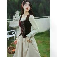 ราคา French Country Style Photo Set Retro Forest Layered Dress Niche Design Sense Palace Lolita Long Dress (1732039675161446210)