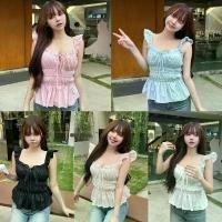 ราคา Nusa Style - เสื้อกล้ามสม็อคอก ชายระบาย ผูกโบว์อก (1731994323391906966)