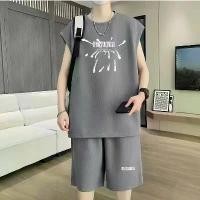 ราคา ชุดกีฬาผู้ชาย สไตล์ฮ่องกง แขนกุด เสื้อกั๊กทรงหลวม วาฟเฟิล ชุดฤดูร้อน ชุดกีฬาลำลอง ชุดกีฬาสองชิ้น ปี 2025 tshirt and short trend suit ชุด เต้ บ้านสวน poem ผู้ ชาย ชุดลำลองสำหรับบุ (1731418587871086327)